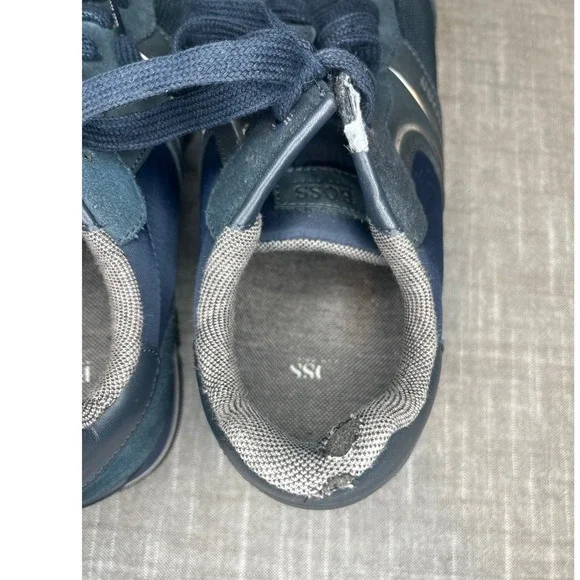 Hugo Boss Parkour Navy Blue Suede Mesh Sneakers Mens 43 50433661 - Picture 7 of 12